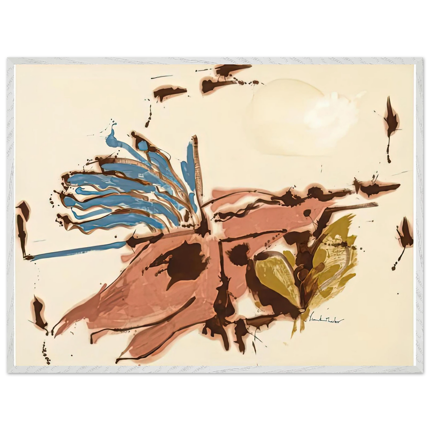 Helen Frankenthaler - Pink Bird Figure I, 1961- Wall Art - 21x29.7 cm / 8x12" - Premium Wooden Framed Poster With Fine Art Paper-canvas - White frame