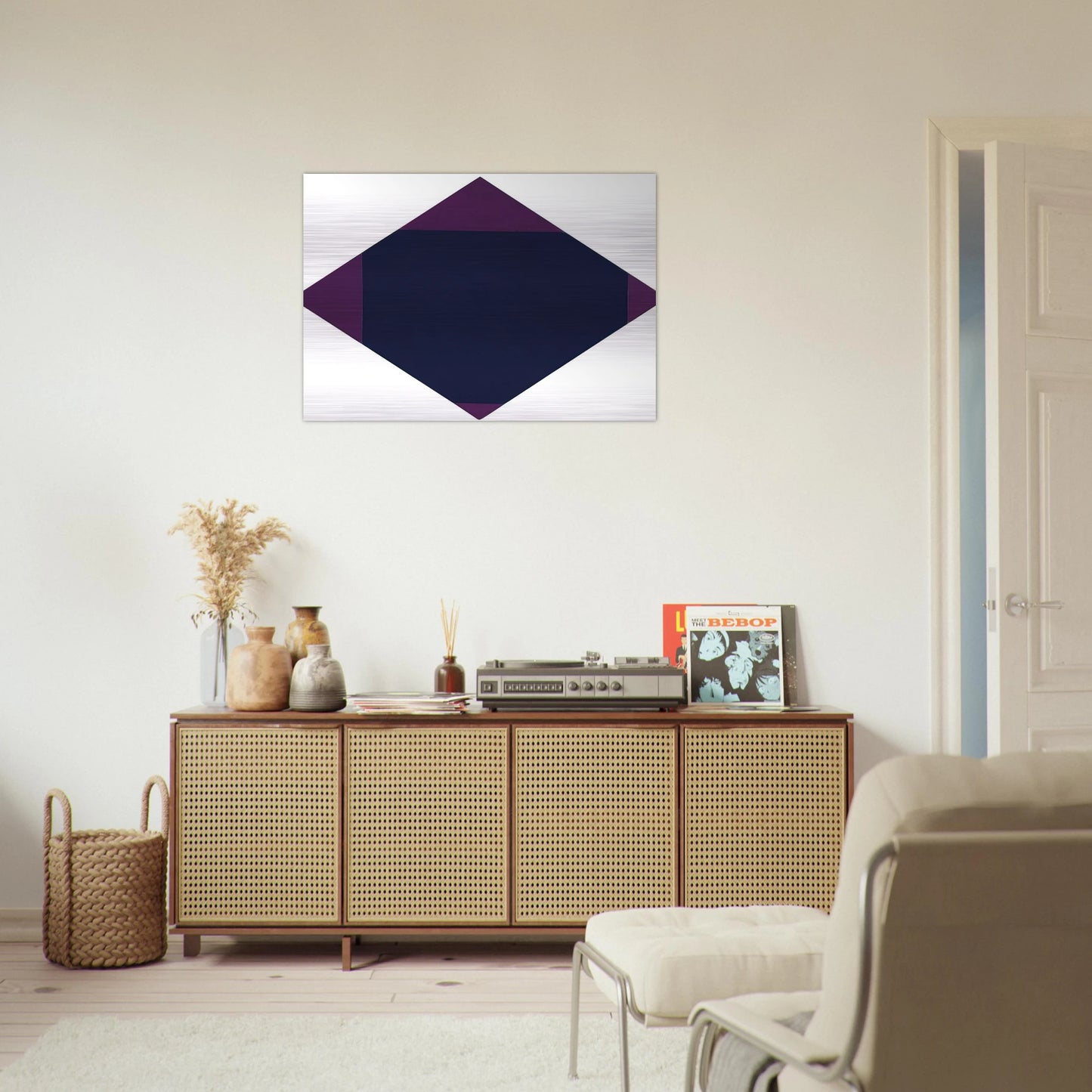 Blau-violettes horizontal-vertikal-quadrat - 1968 - Max Bill Brushed Aluminum Print - 70x100 cm / 28x40 inches | Max Bill Aluminum Print | Max Bill Prints