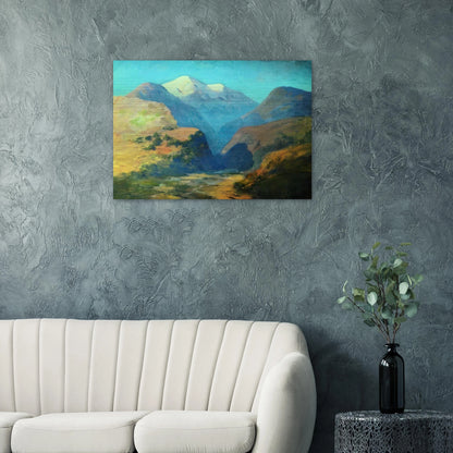 Snowy mountain peaks. Caucasus. - Arkhyp Kuindzhi Brushed Aluminum Print - 70x100 cm / 28x40 inches | Arkhyp Kuindzhi Aluminum Print | Arkhyp Kuindzhi Prints