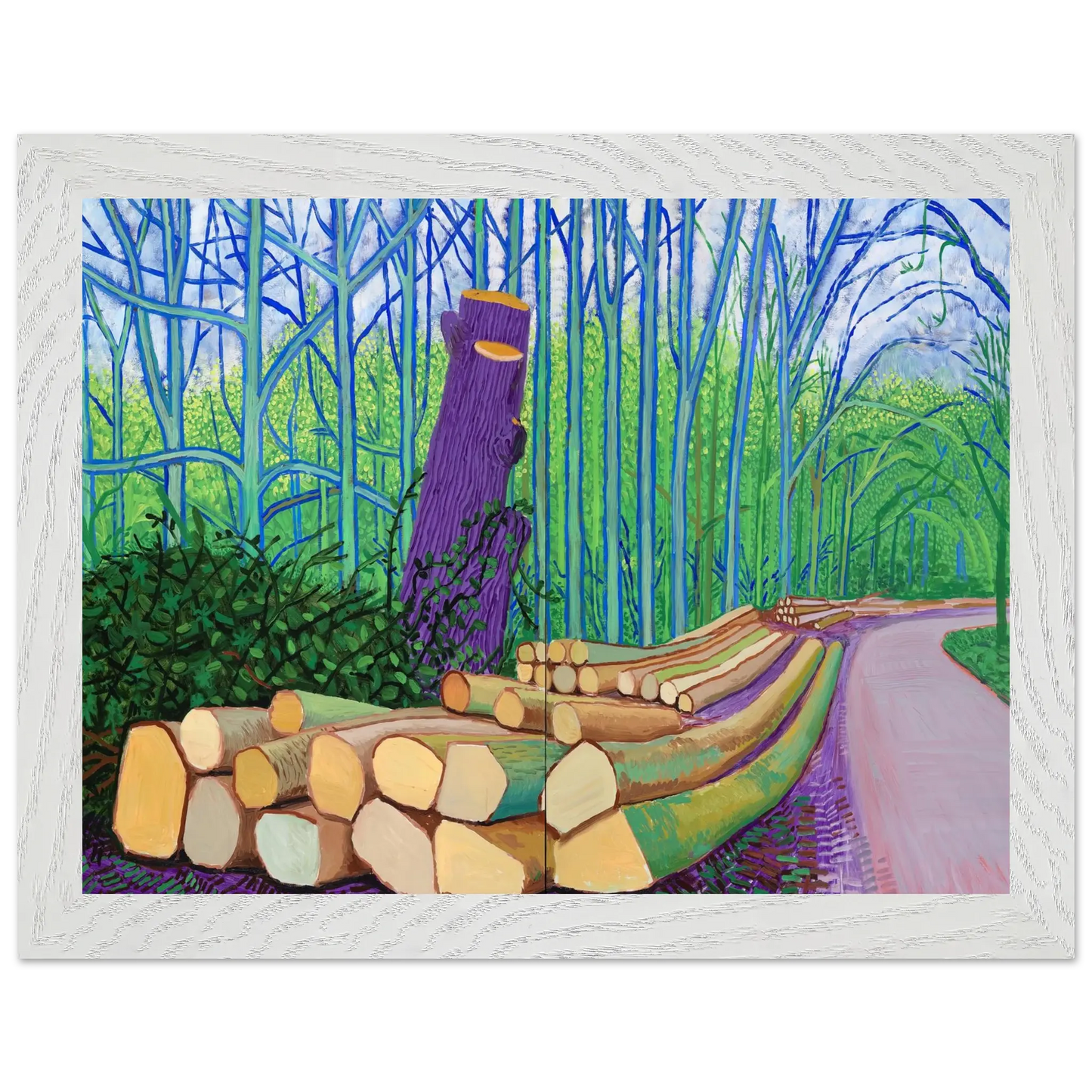 David Hockney - David Hockney Wall art - A2 (42 x 59.4  cm) - Premium Wooden Framed Poster With Fine Art Paper - White frame