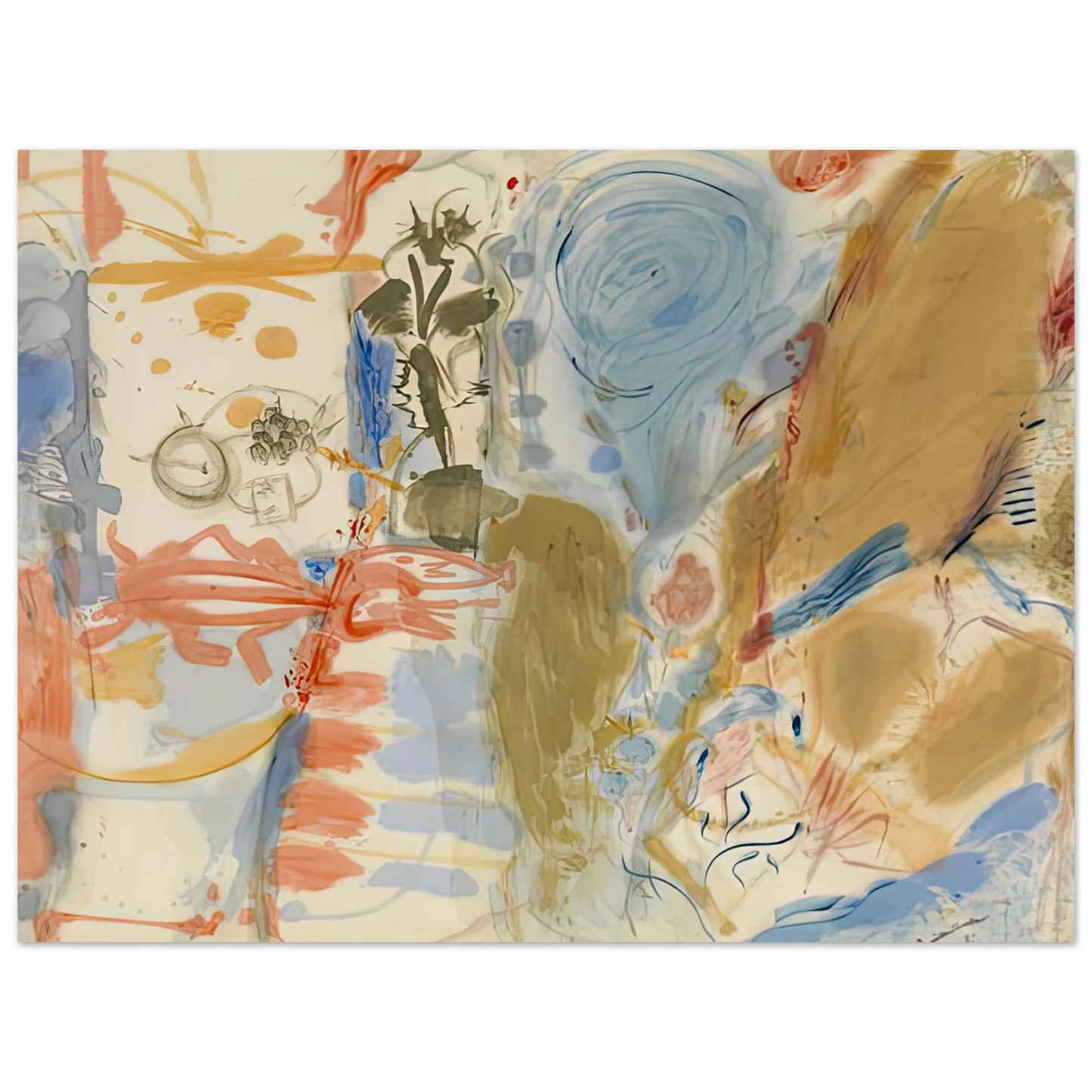 Helen Frankenthaler - Western Dream, 1957- Wall Art - 60x80 cm / 24x32 inches - Premium Wooden Framed Poster With Fine Art Paper-canvas - White frame