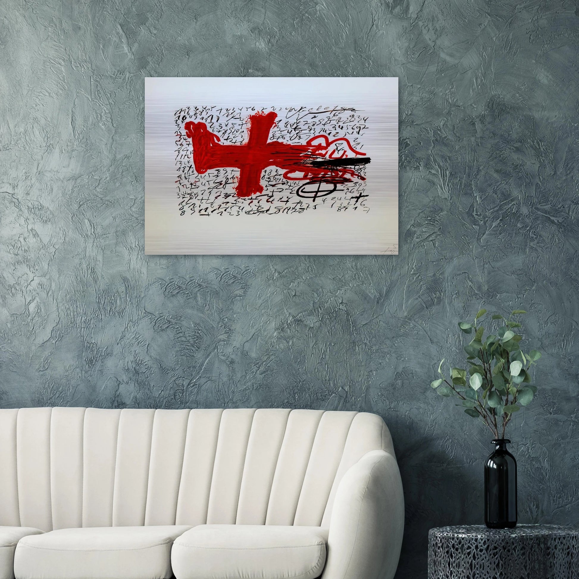 JAMBE ET CHIFFRES 1984 - Antoni Tapies Brushed Aluminum Print - 70x100 cm / 28x40 inches | Antoni Tapies Aluminum Print | Antoni Tapies Prints