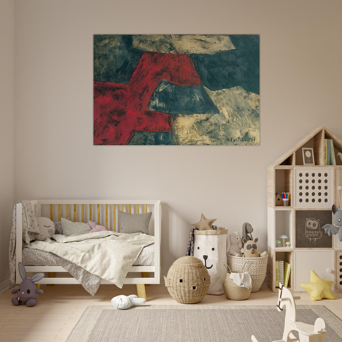 Composition - 1958 - Serge Poliakoff Art Prints - 100x150 cm / 40x60″ inches | Serge Poliakoff Poster | Serge Poliakoff Prints