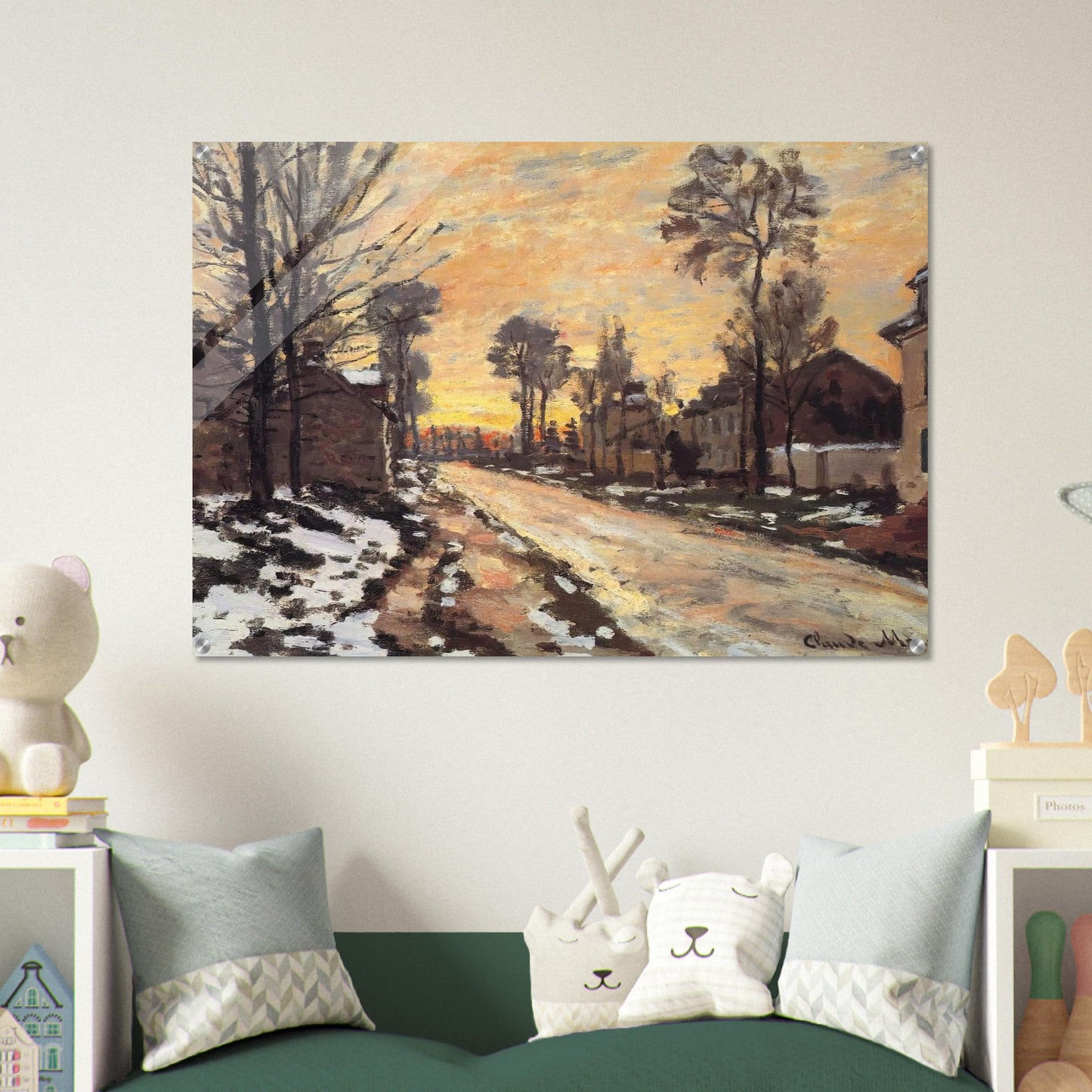 Road at Louveciennes, Melting Snow, Sunset - claude monet Acrylic Print - 70x100 cm / 28x40″ inches