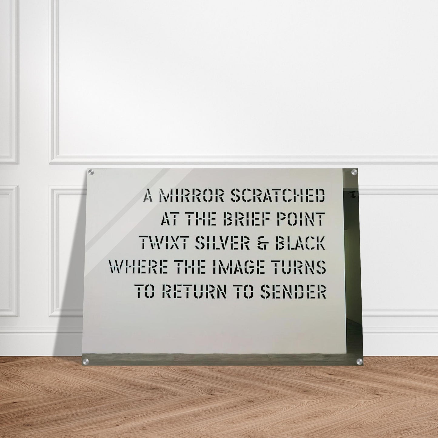 A Mirror Scratched... - 2004 - Lawrence Weiner Acrylic Print - 70x100 cm / 28x40″ inches