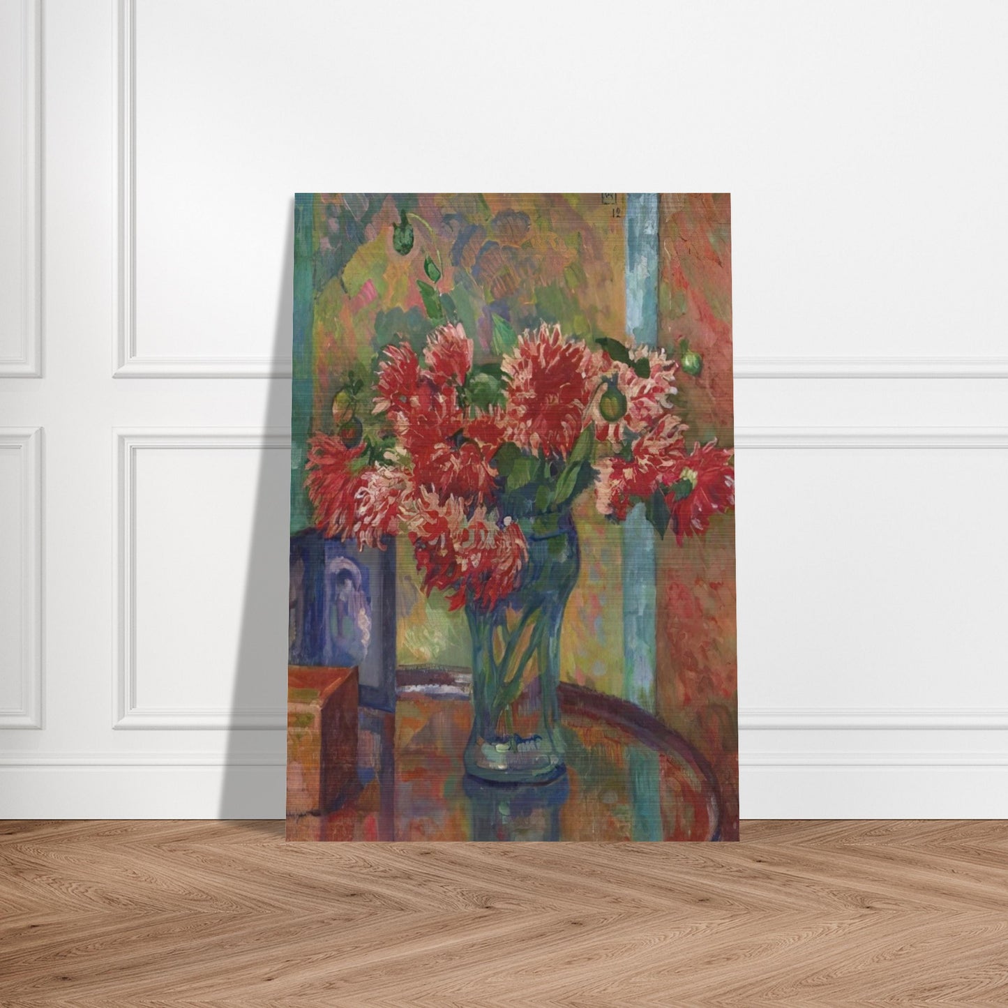 DAHLIAS TO MME MADELEINE E R BONNET 1912 - Theo van Rysselberghe Brushed Aluminum Print - 70x100 cm / 28x40 inches | Theo van Rysselberghe Aluminum Print | Theo van Rysselberghe Prints
