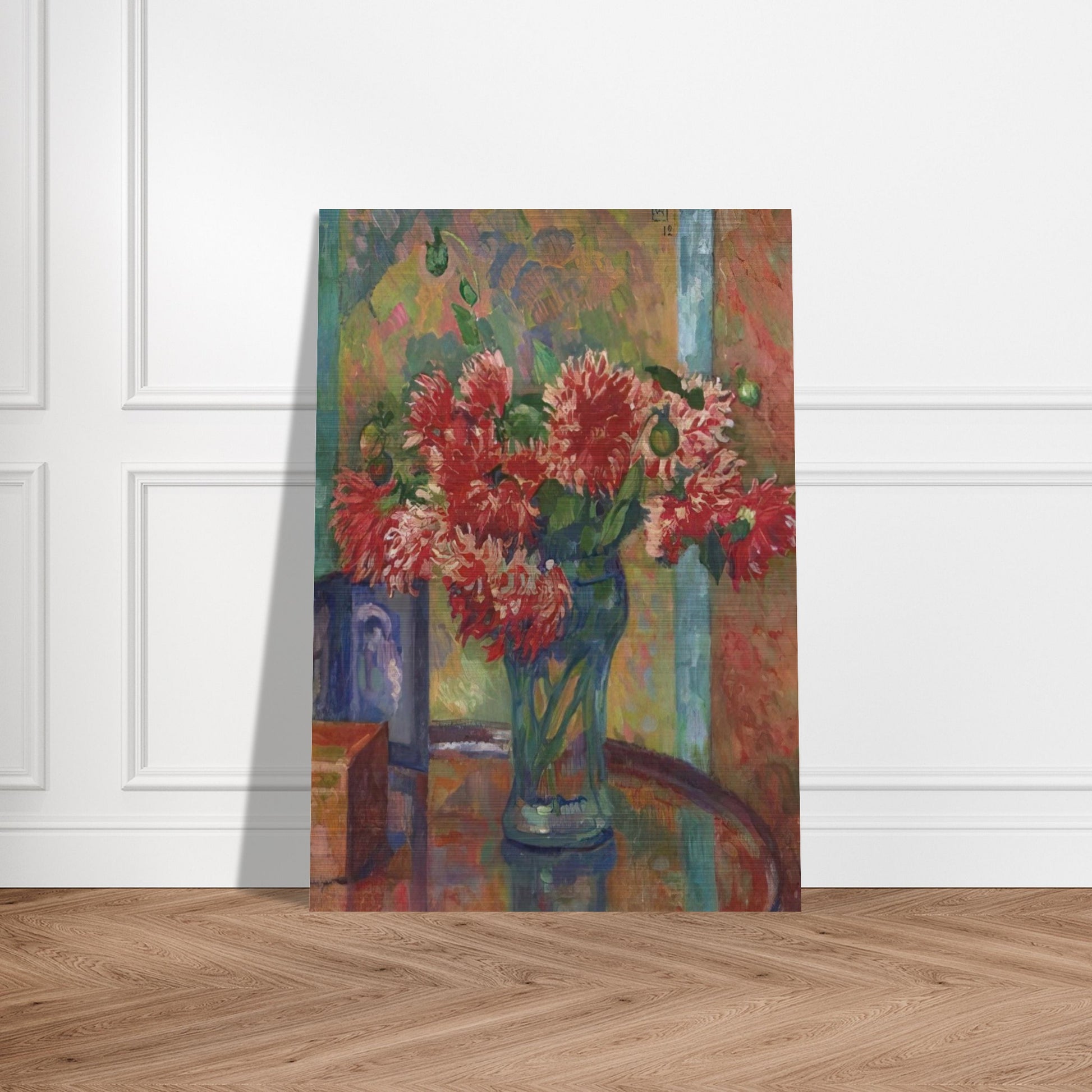 DAHLIAS TO MME MADELEINE E R BONNET 1912 - Theo van Rysselberghe Brushed Aluminum Print - 70x100 cm / 28x40 inches | Theo van Rysselberghe Aluminum Print | Theo van Rysselberghe Prints