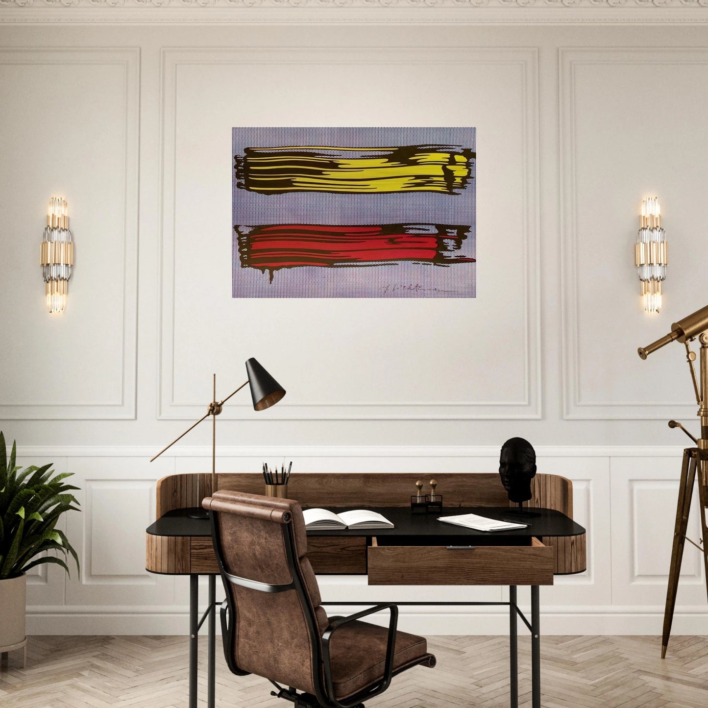 YELLOW AND RED BRUSHSTROKES 1966 - Roy Lichtenstein Brushed Aluminum Print - 70x100 cm / 28x40 inches | Roy Lichtenstein Aluminum Print | Roy Lichtenstein Prints