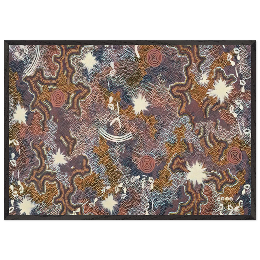 Ngarlu Red Hill - 1990 - Clifford Possum Tjapaltjarri 70x100 cm / 28x40 inches Framed Art Print – Black Wooden Frame