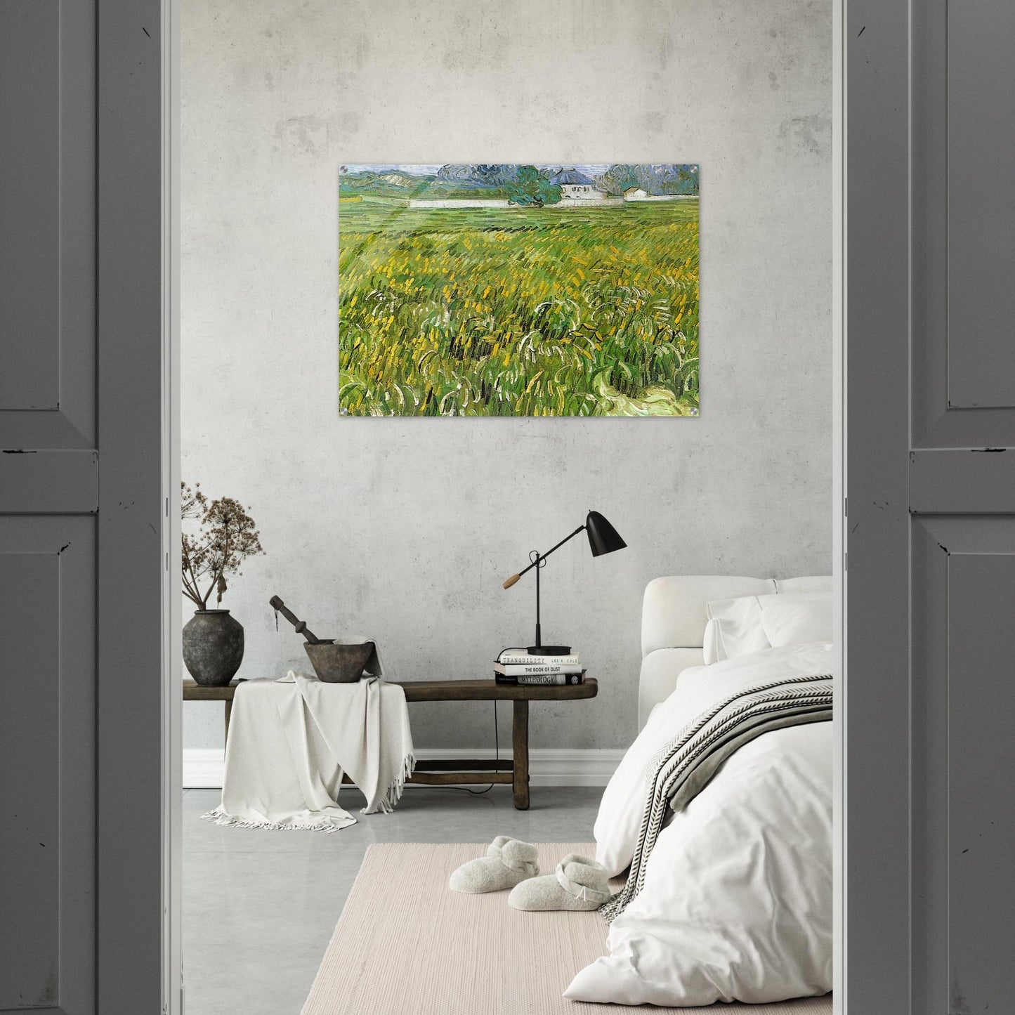 Wheat Field at Auvers with White House - Vincent van Gogh Acrylic Print - 70x100 cm / 28x40″ inches