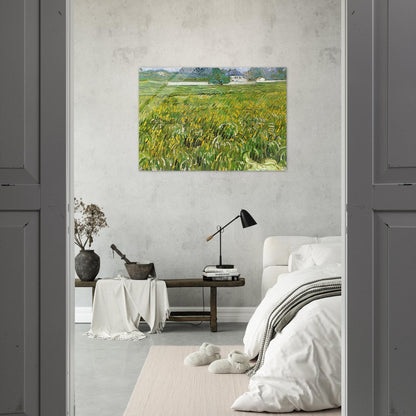 Wheat Field at Auvers with White House - Vincent van Gogh Acrylic Print - 70x100 cm / 28x40″ inches