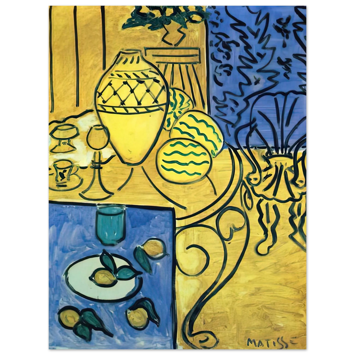 Henri Matisse - INTERIOR IN YELLOW 1946  75x100 cm / 30x40inches Fine Art Poster