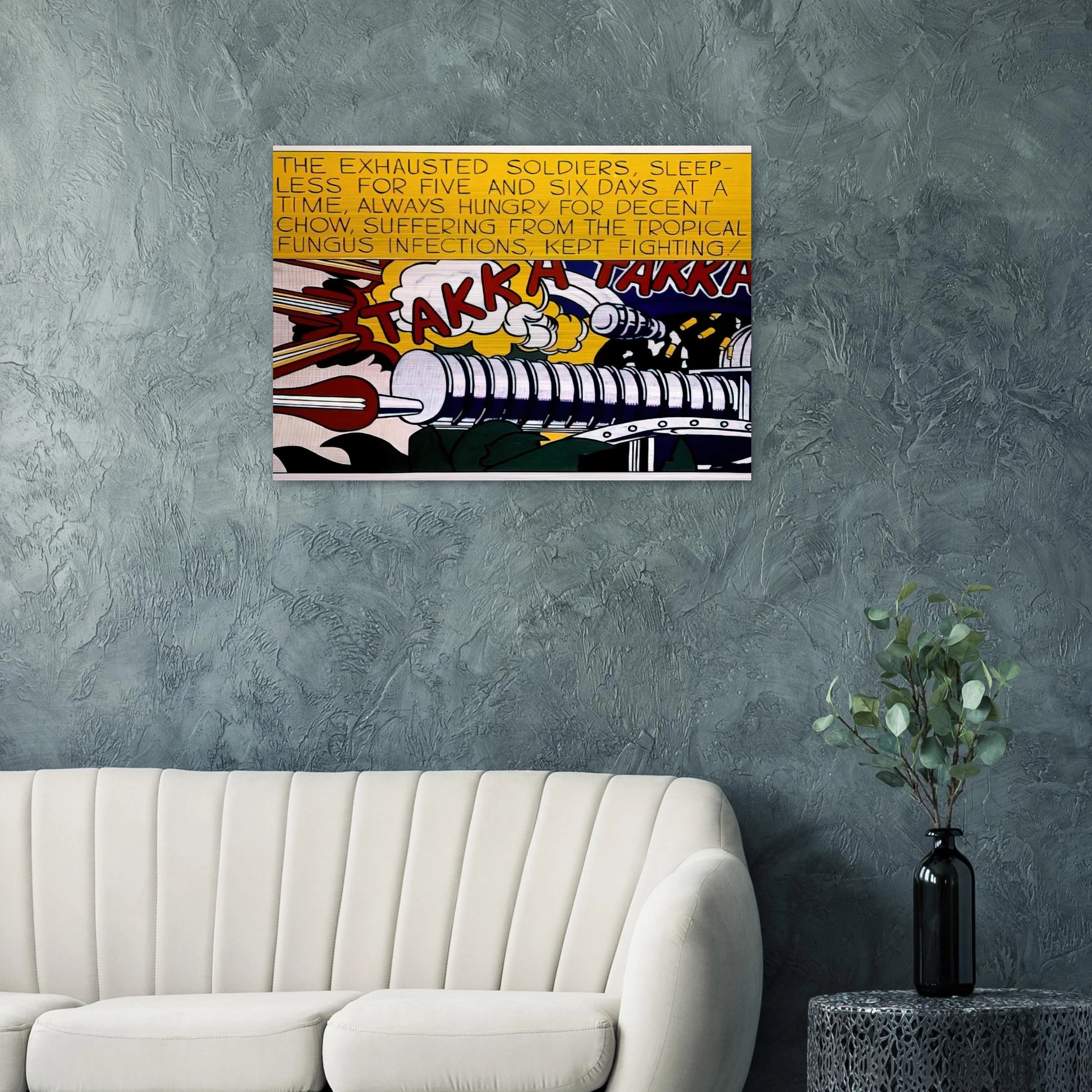 TAKKA TAKKA 1962 - Roy Lichtenstein Brushed Aluminum Print - 70x100 cm / 28x40 inches | Roy Lichtenstein Aluminum Print | Roy Lichtenstein Prints