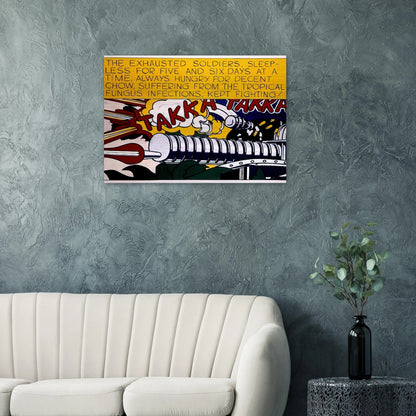 TAKKA TAKKA 1962 - Roy Lichtenstein Brushed Aluminum Print - 70x100 cm / 28x40 inches | Roy Lichtenstein Aluminum Print | Roy Lichtenstein Prints