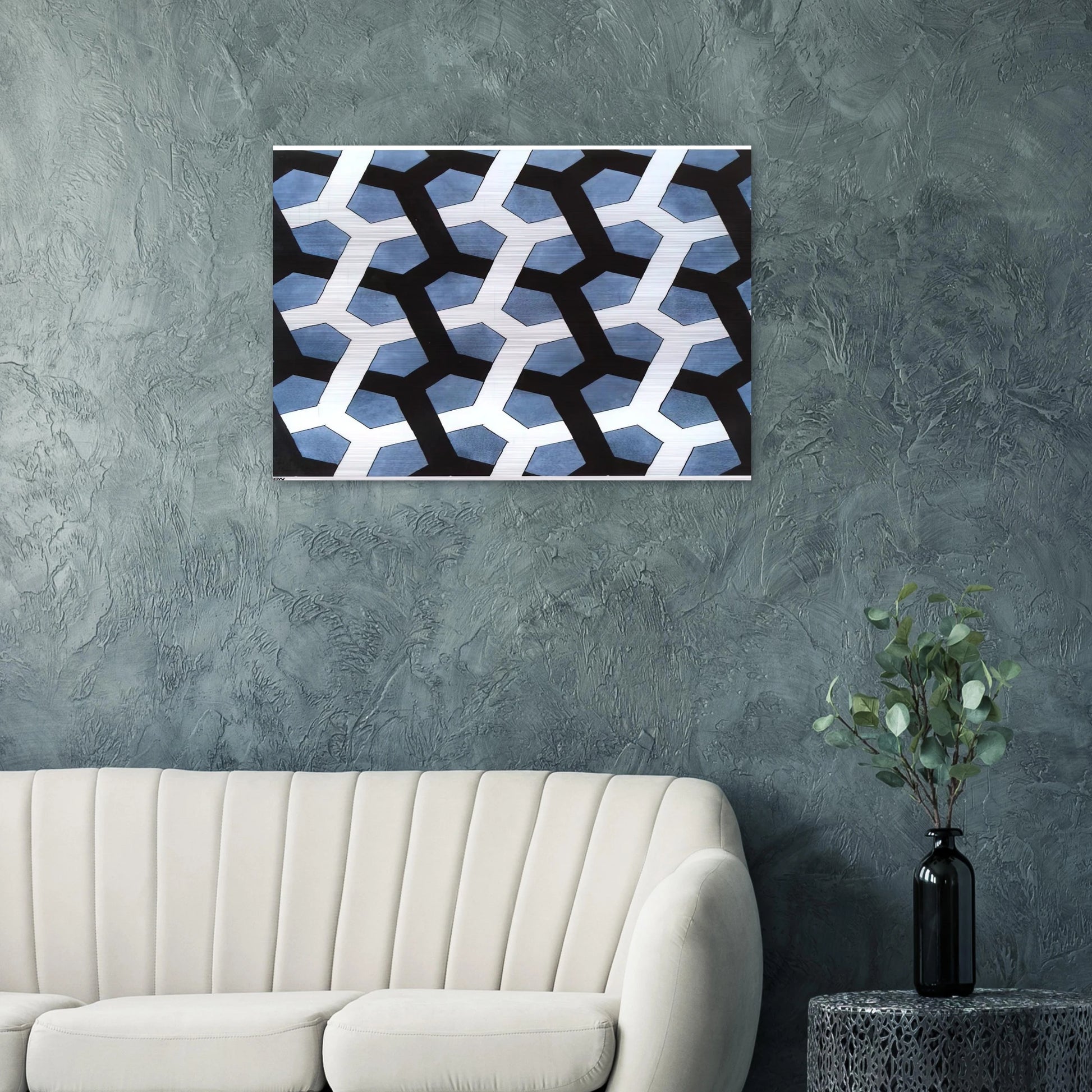 INTERLACED HEXAGON - MC Escher Brushed Aluminum Print - 70x100 cm / 28x40 inches | MC Escher Aluminum Print | MC Escher Prints