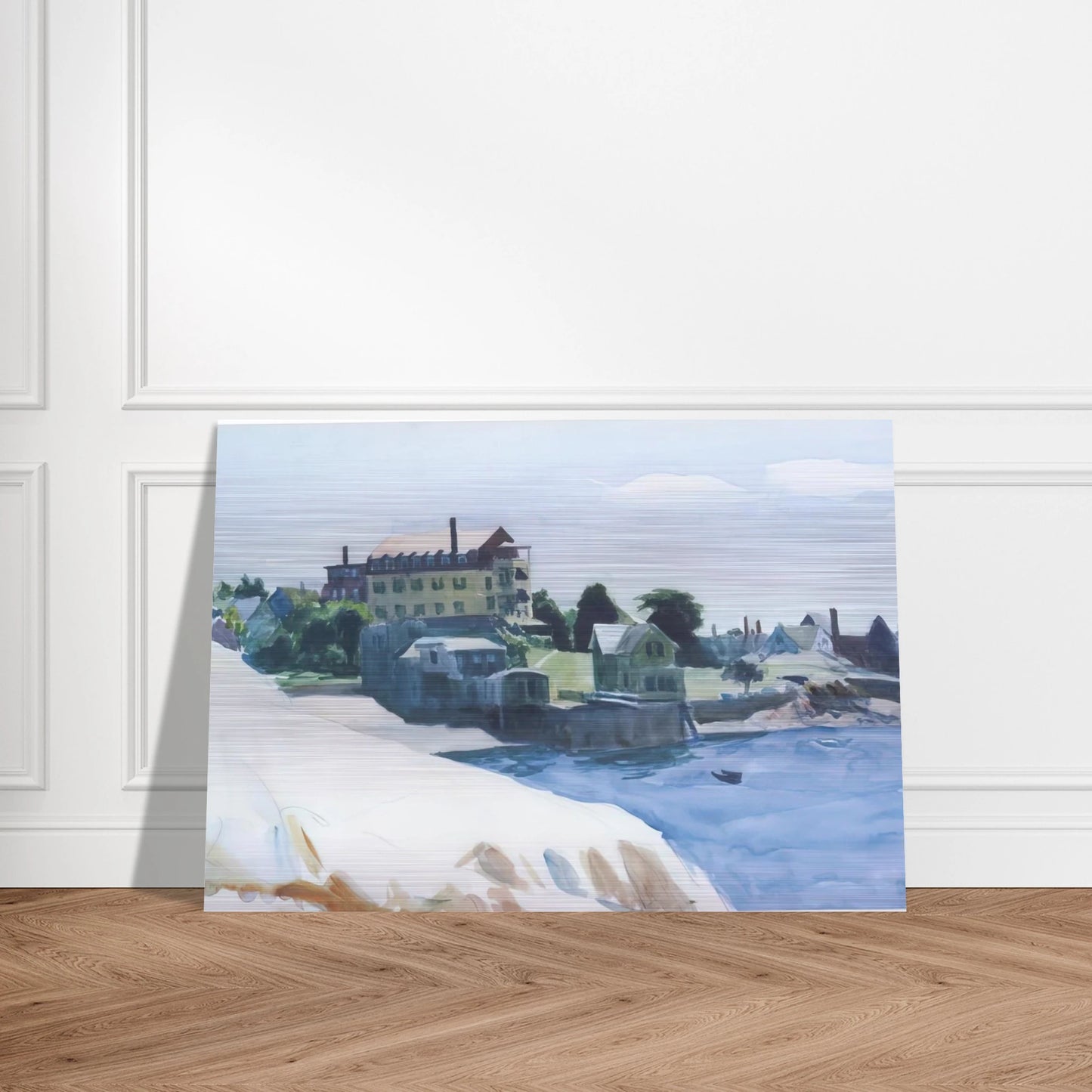 Small Town on Cove - Edward Hopper Brushed Aluminum Print - 70x100 cm / 28x40 inches | Edward Hopper Aluminum Print | Edward Hopper Prints