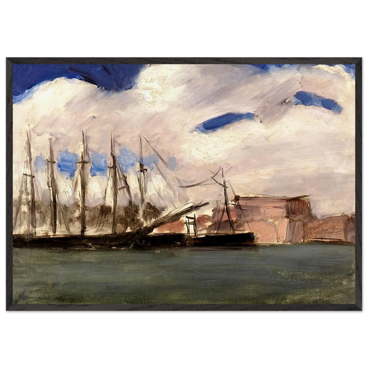 WHITE CLOUDS THE OLD PORT OF MARSEILLE 1918 - Henri Matisse 70x100 cm / 28x40 inches Framed Art Print – Black Wooden Frame