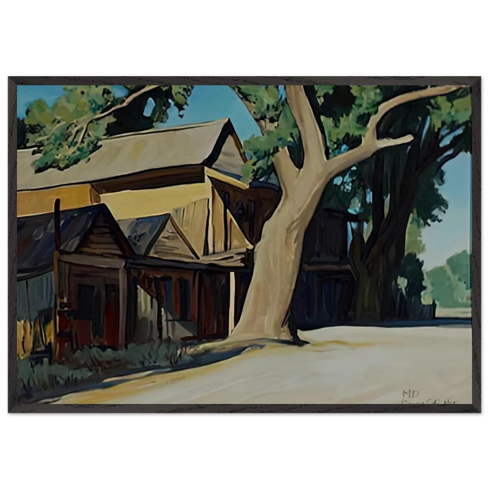 OLD CHINATOWN CARSON CITY NEVADA 1937 - Maynard Dixon 70x100 cm / 28x40 inches Framed Art Print – Black Wooden Frame