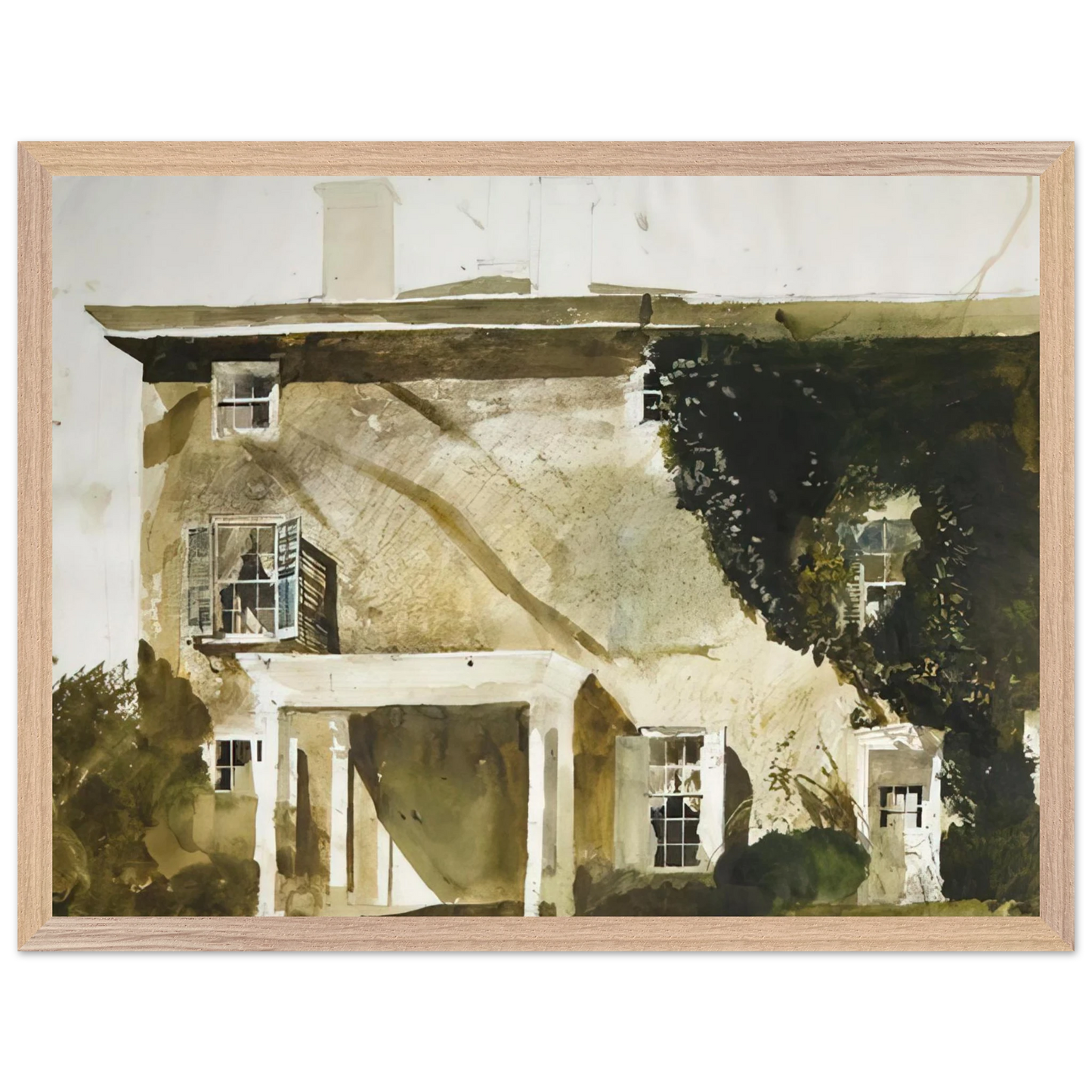 Andrew Wyeth - THE HATTON HOUSE 1967 Wall Art - 60x80 cm / 24x32 inches - Premium Wooden Framed Poster With Fine Art Paper-canvas - Wood frame