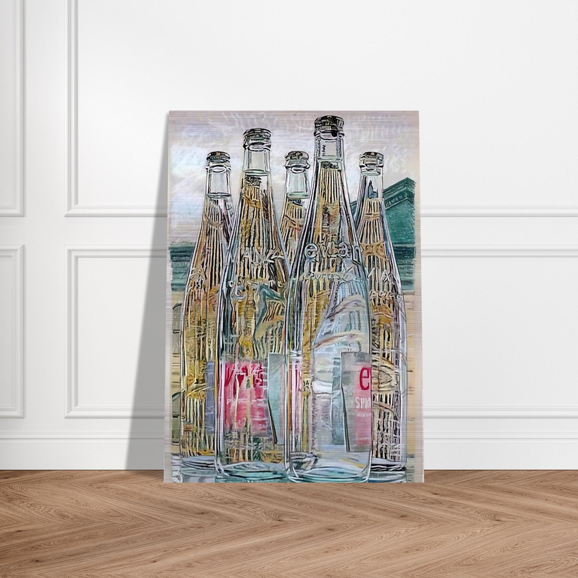 EVIAN BOTTLES 1976 - Janet Fish Brushed Aluminum Print - 70x100 cm / 28x40 inches | Janet Fish Aluminum Print | Janet Fish Prints