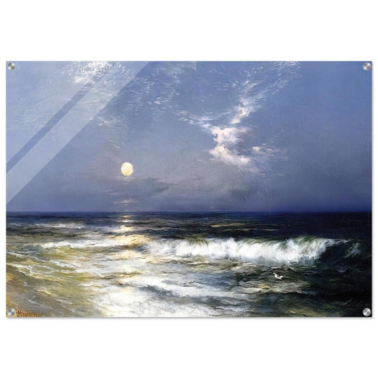 Moonlit Seascape - Thomas Moran Acrylic Print - 70x100 cm / 28x40″ inches | Thomas Moran Wall Art | Thomas Moran Prints