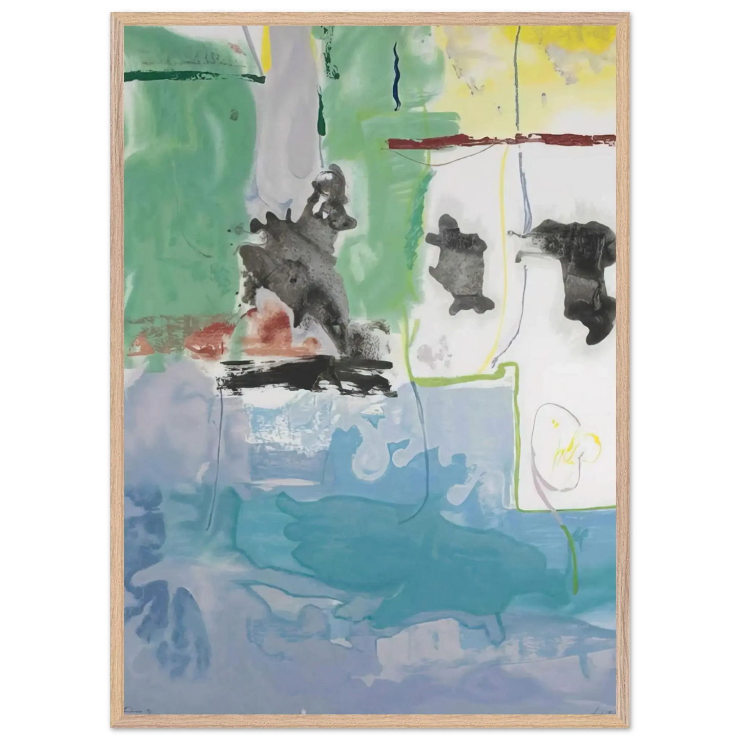 Helen Frankenthaler - West Wind - 1997 Wall art - 28x43  cm / XL (11x17 Inches) - Premium Wooden Framed Poster With Fine Art Paper - Wood frame