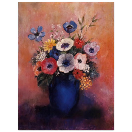 Odilon Redon - BOUQUET OF FLOWERS IN A BLUE VASE 1  75x100 cm / 30x40inches Fine Art Poster