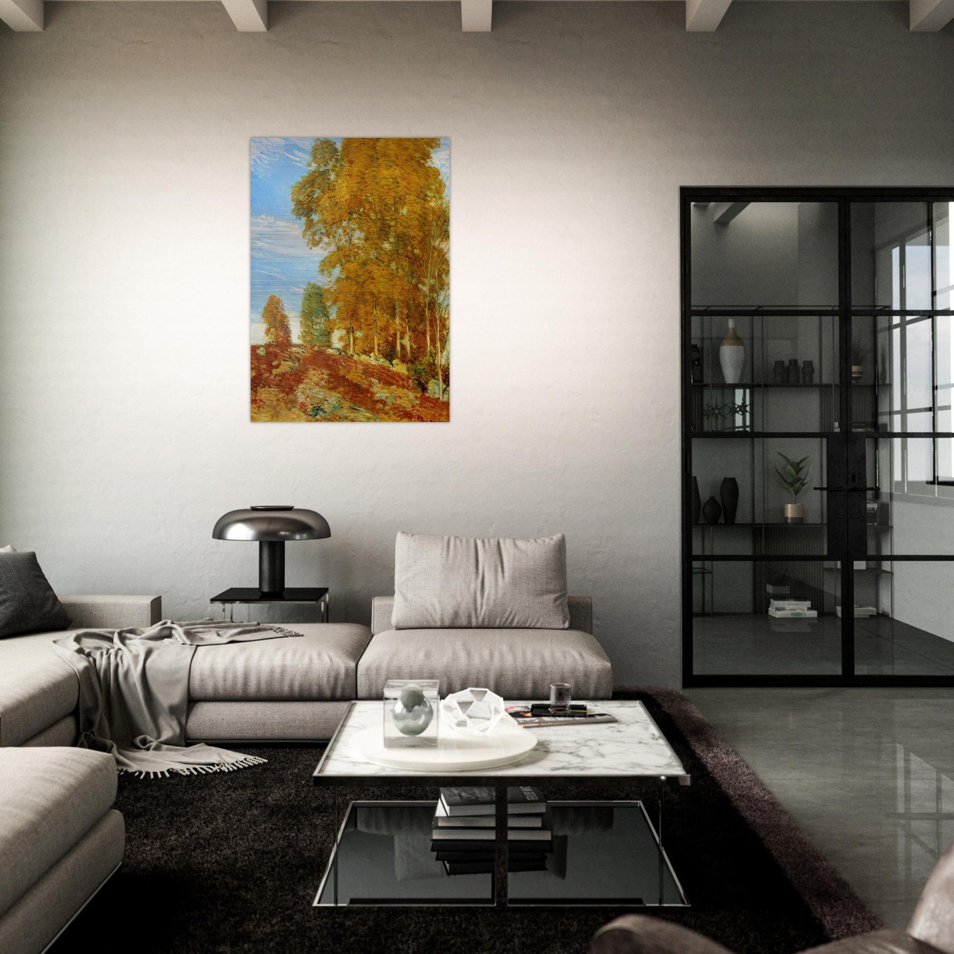 Autumn Hilltop, New England - Childe Hassam Brushed Aluminum Print - 70x100 cm / 28x40 inches | Childe Hassam Aluminum Print | Childe Hassam Prints