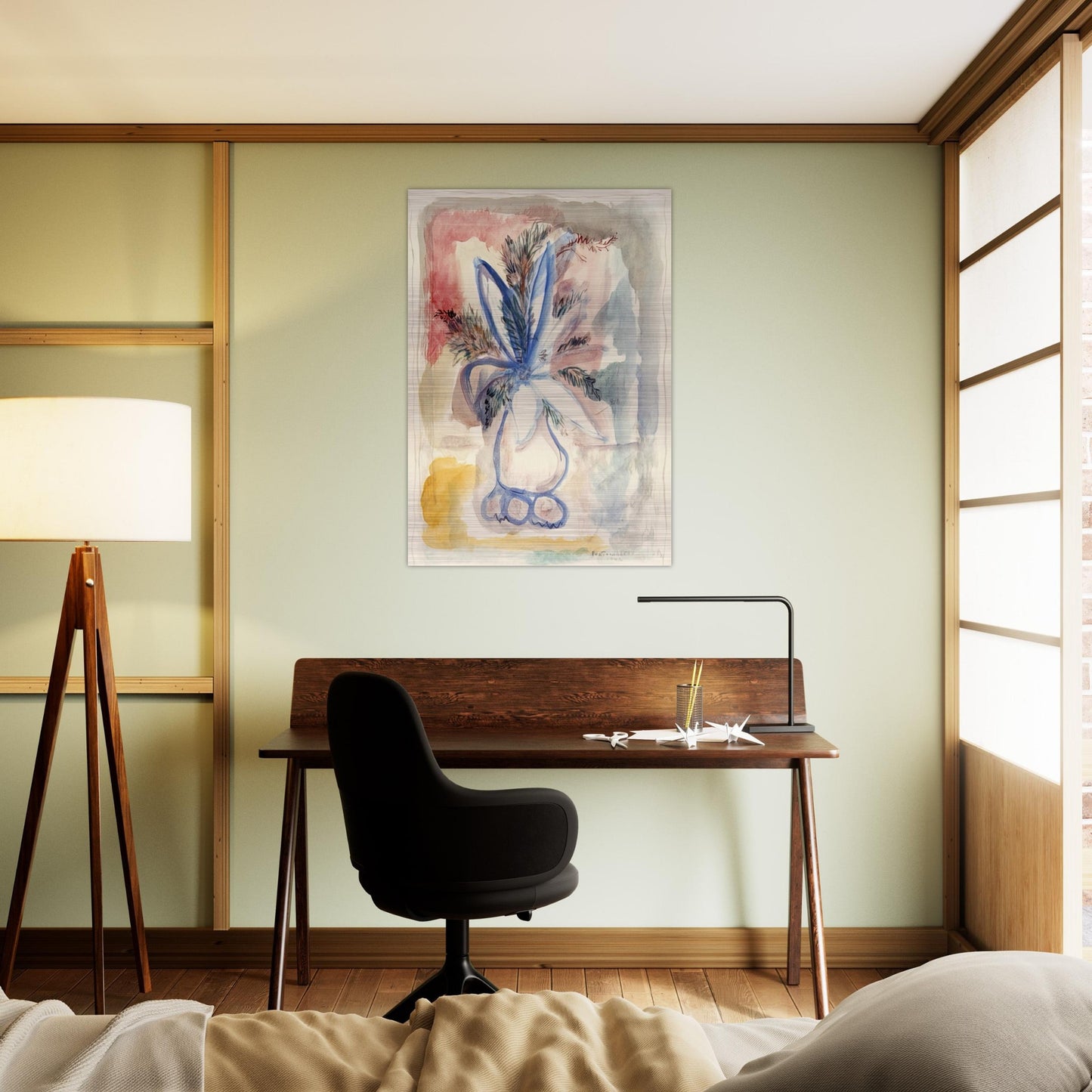 FLOWER VASE 1942 - Rene Portocarrero Brushed Aluminum Print - 70x100 cm / 28x40 inches | Rene Portocarrero Aluminum Print | Rene Portocarrero Prints