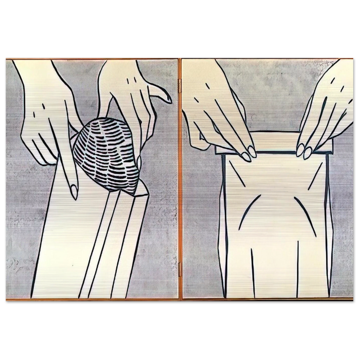 BREAD IN BAG 1961 - Roy Lichtenstein Brushed Aluminum Print - 70x100 cm / 28x40 inches | Roy Lichtenstein Aluminum Print | Roy Lichtenstein Prints