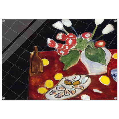 TULIPS AND OYSTERS ON A BLACK BACKGROUND 1943 - Henri Matisse Acrylic Print - 70x100 cm / 28x40″ inches | Henri Matisse Wall Art | Henri Matisse Prints