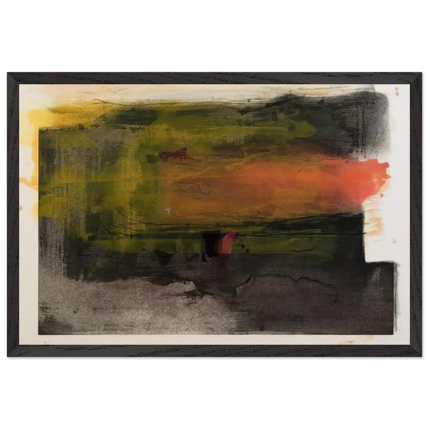 Helen Frankenthaler - Deep Sun - 1983 Wall art - 50x70 cm / 20x28 Inches - Premium Wooden Framed Poster With Fine Art Paper - Black frame