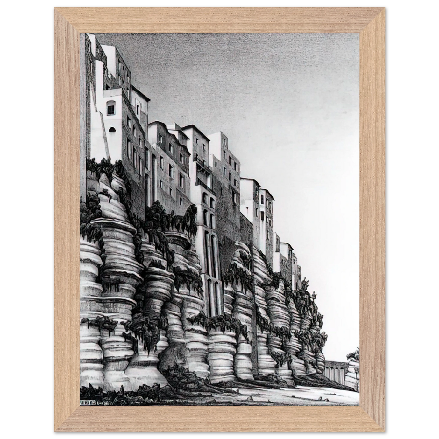 MC Escher - TROPEA CALABRIA Wall art - A3 (29.7 x 42  cm) - Premium Wooden Framed Poster With Fine Art Paper-canvas - Black frame
