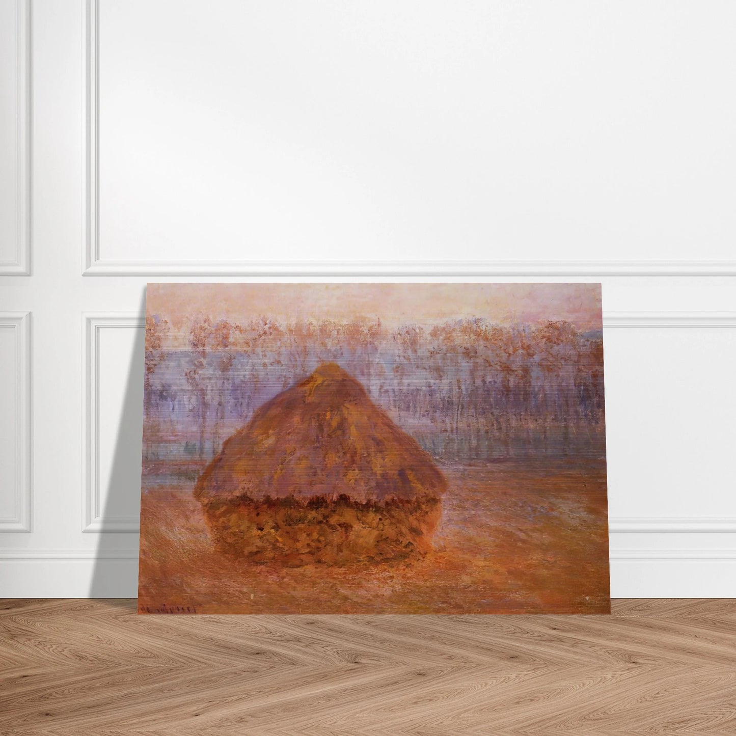 Grainstack in Winter, Misty Weather - claude monet Brushed Aluminum Print - 70x100 cm / 28x40 inches | claude monet Aluminum Print | claude monet Prints