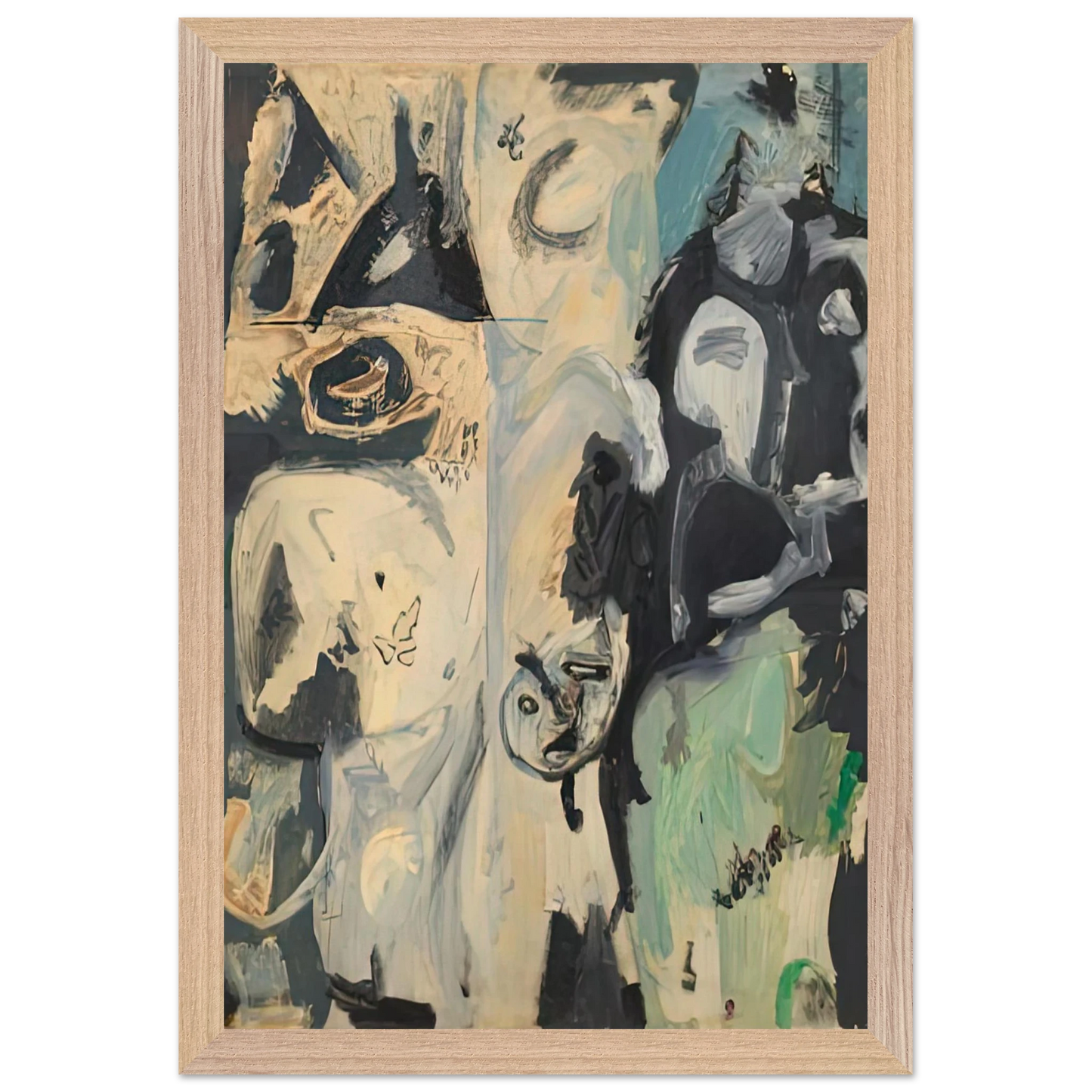 Helen Frankenthaler - Untitled, 1950- Wall Art - 21x29.7 cm / 8x12" - Premium Wooden Framed Poster With Fine Art Paper-canvas - Black frame