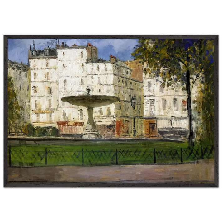 PLACE PIGALLE - Maurice Utrillo 70x100 cm / 28x40 inches Framed Art Print – Black Wooden Frame