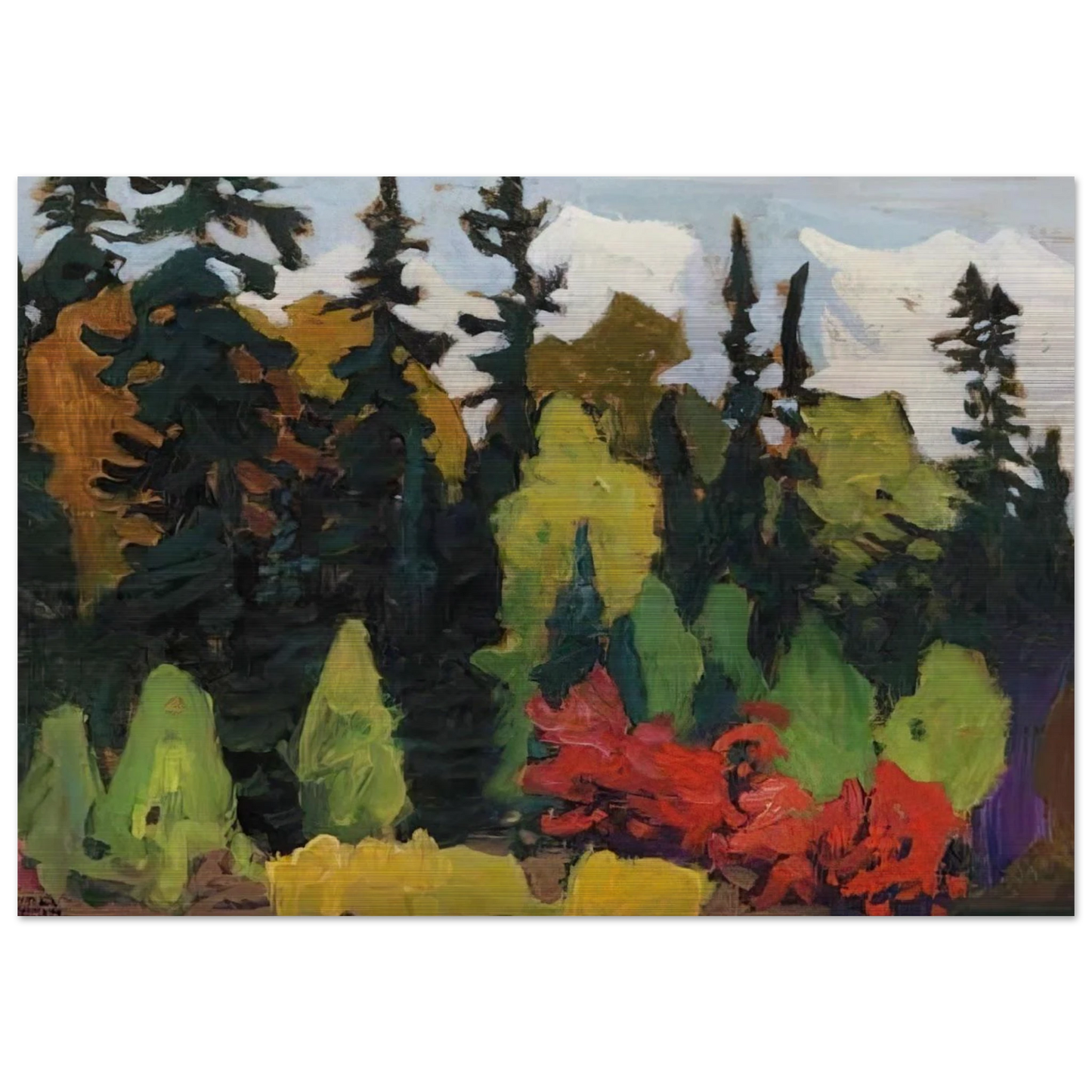 Woods, Algoma - 1918 - Lawren Harris Brushed Aluminum Print - 70x100 cm / 28x40 inches | Lawren Harris Aluminum Print | Lawren Harris Prints