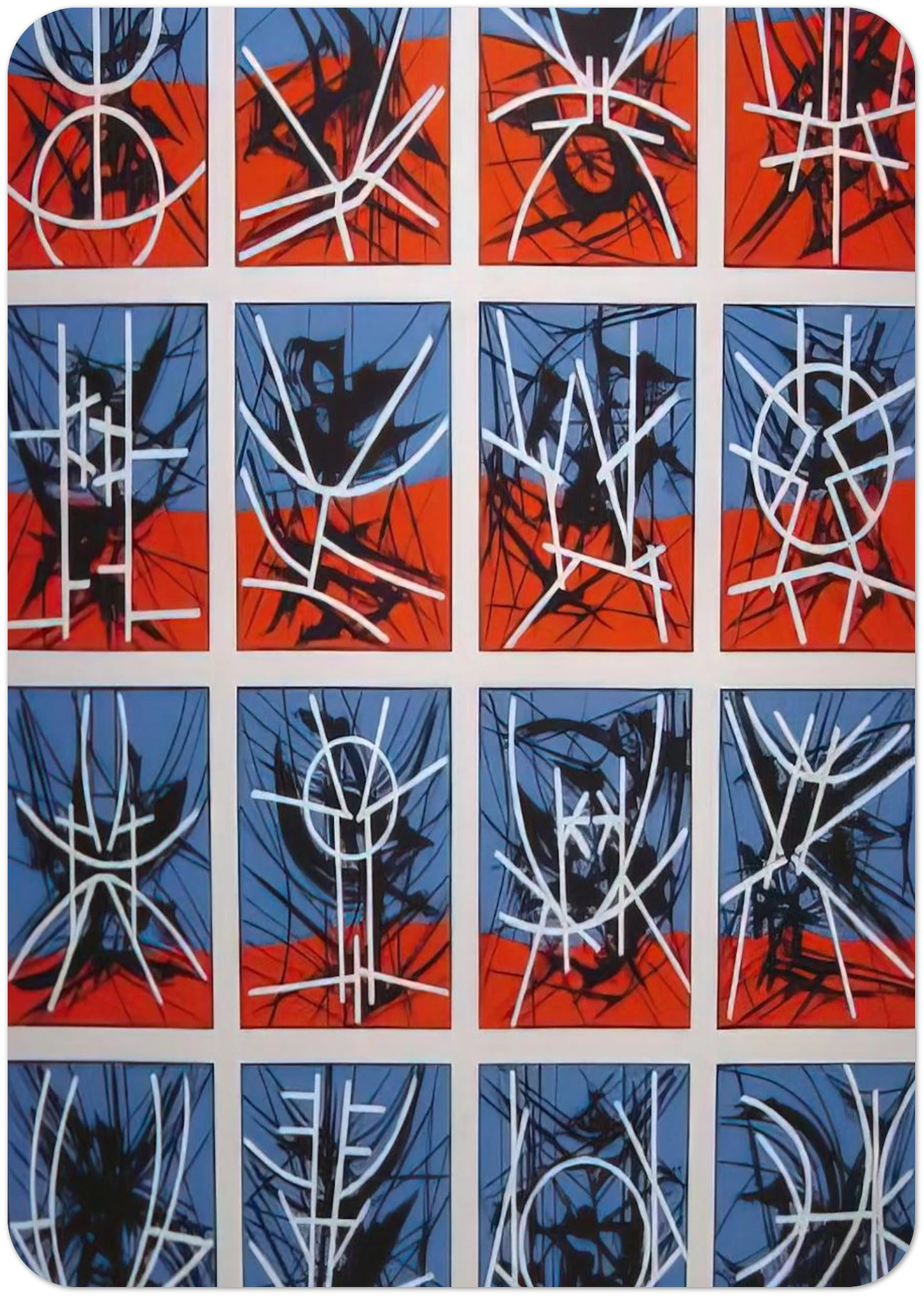 Hieroglyphics - 1969 By Jimmy Ernst Pack of 10 Post Cards | Jimmy Ernst Post Cards | A6 (10.5 x 14.8 cm) - 4.1 x 5.8 inches