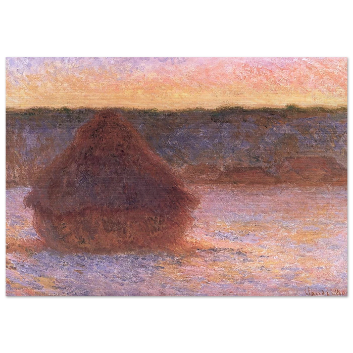 Haystacks at Sunset, Frosty Weather - claude monet Brushed Aluminum Print - 70x100 cm / 28x40 inches | claude monet Aluminum Print | claude monet Prints