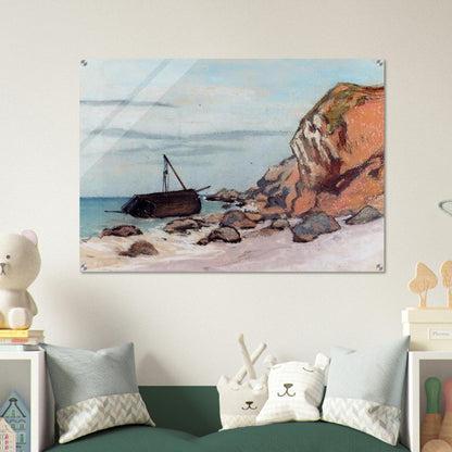 Saint-Adresse, Beached Sailboat - claude monet Acrylic Print - 70x100 cm / 28x40″ inches