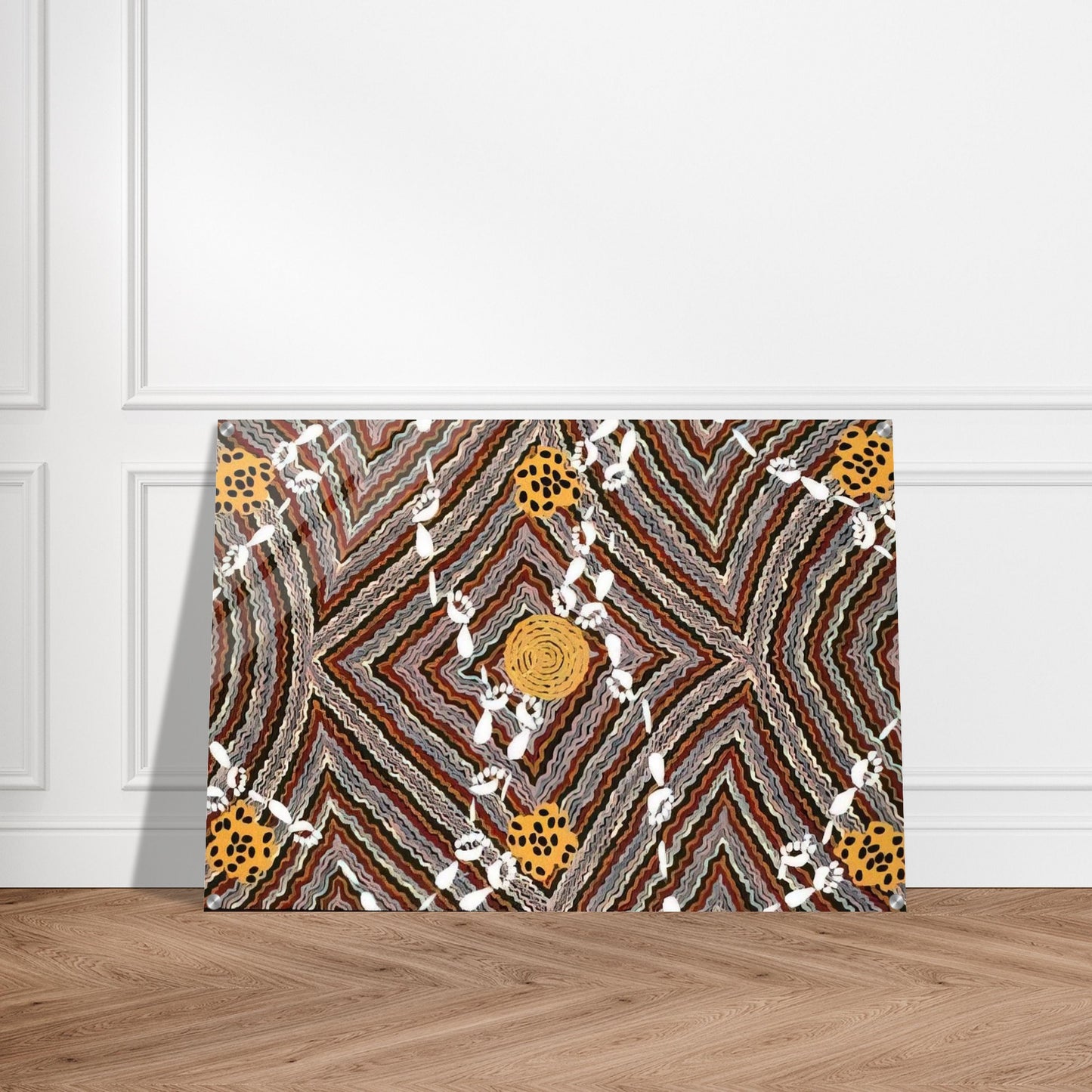 Salt Lake at Napperby - Native Art - Clifford Possum Tjapaltjarri Acrylic Print - 70x100 cm / 28x40″ inches