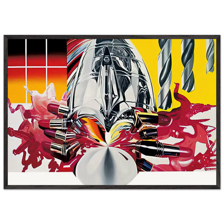 The Swimmer in the Econo-mist  painting 3  - James Rosenquist 70x100 cm / 28x40 inches Framed Art Print – Black Wooden Frame