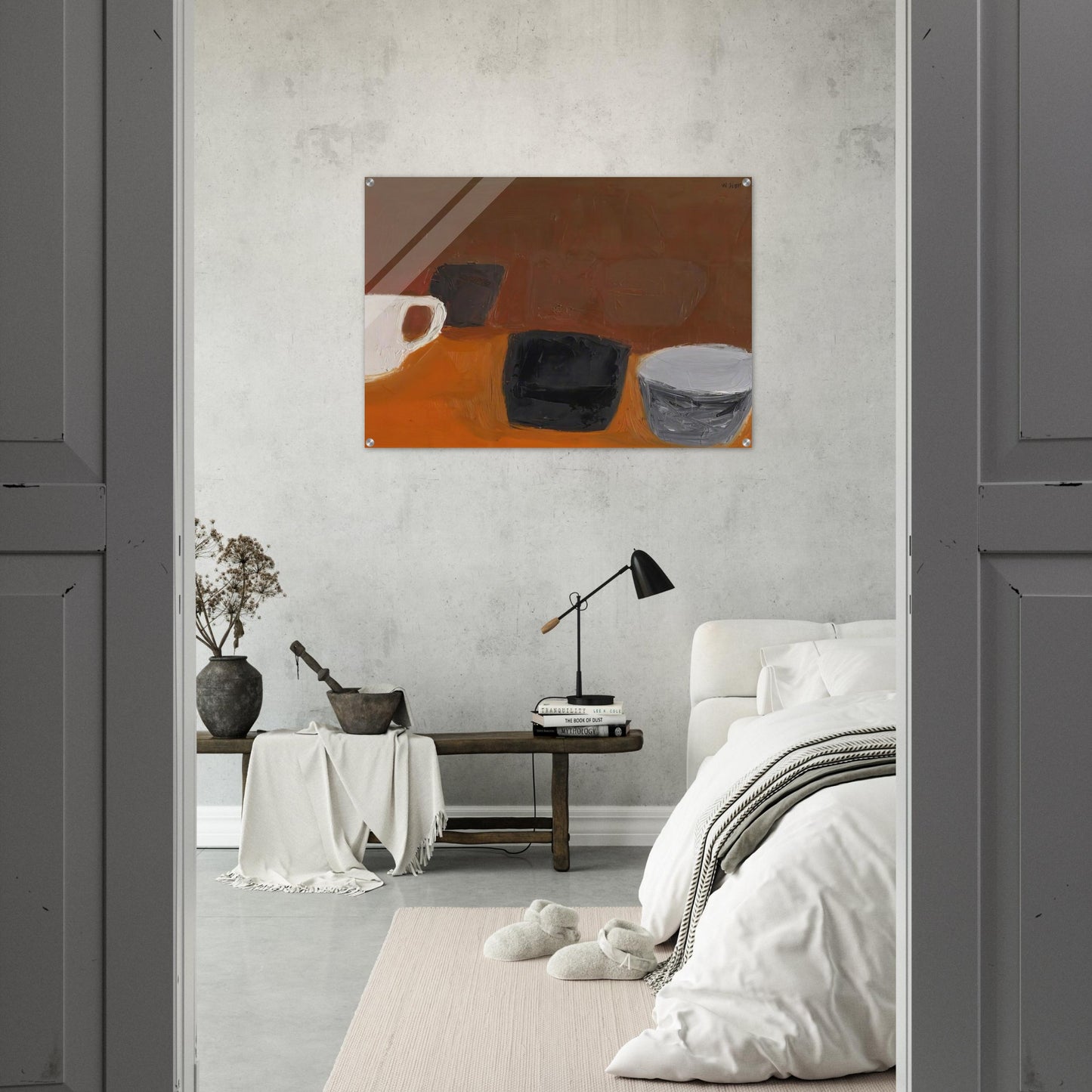 Still Life with White Mug - 1957 - William Scott Acrylic Print - 70x100 cm / 28x40″ inches | William Scott Wall Art | William Scott Prints