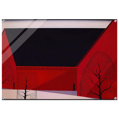 Western Barns - Eyvind Earle Acrylic Print - 70x100 cm / 28x40″ inches | Eyvind Earle Wall Art | Eyvind Earle Prints