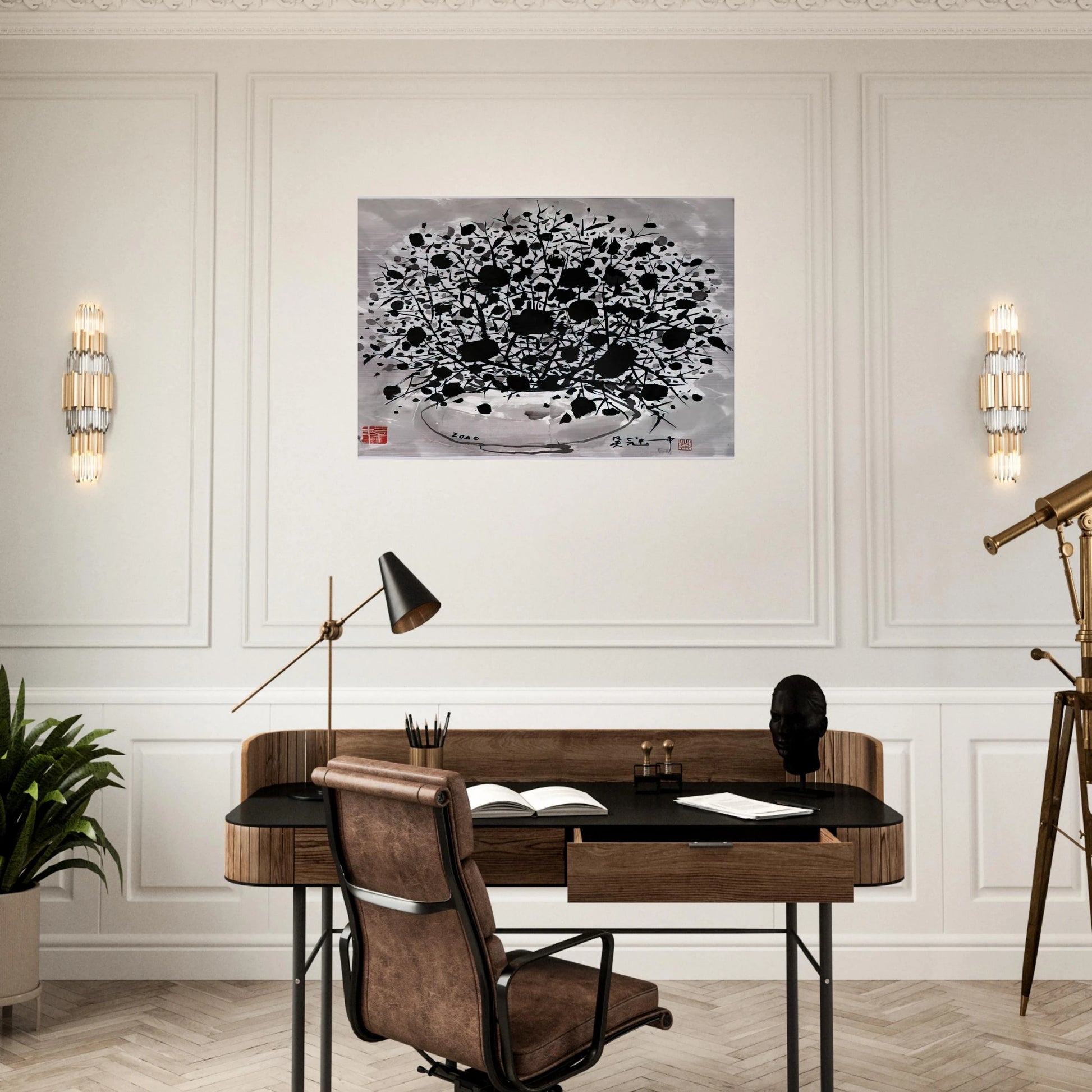 Flower - 2000 - Wu Guanzhong Brushed Aluminum Print - 70x100 cm / 28x40 inches | Wu Guanzhong Aluminum Print | Wu Guanzhong Prints