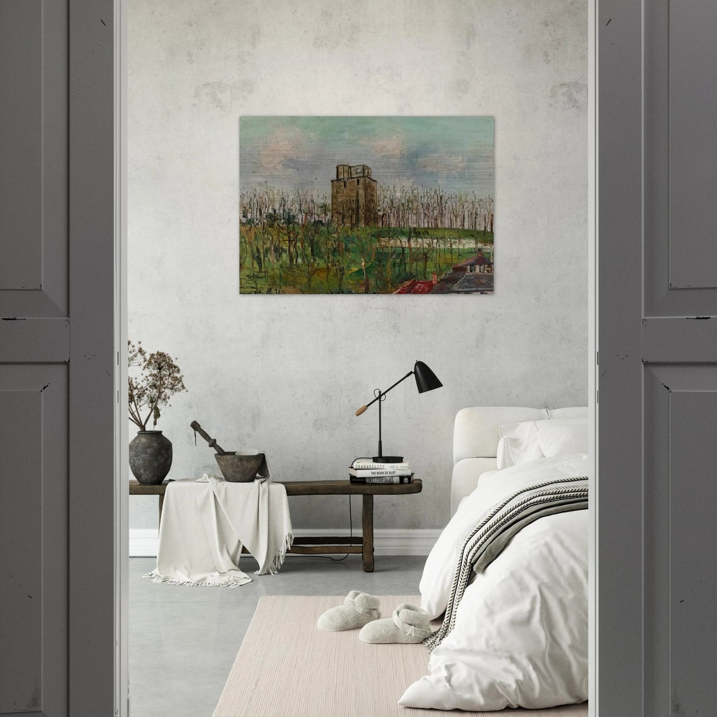 DONJON STREET - Maurice Utrillo Brushed Aluminum Print - 70x100 cm / 28x40 inches | Maurice Utrillo Aluminum Print | Maurice Utrillo Prints