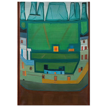 CITY AT THE FOOT OF THE MOUNTAINS LANDSCAPE - Jerzy Nowosielski Brushed Aluminum Print - 70x100 cm / 28x40 inches | Jerzy Nowosielski Aluminum Print | Jerzy Nowosielski Prints