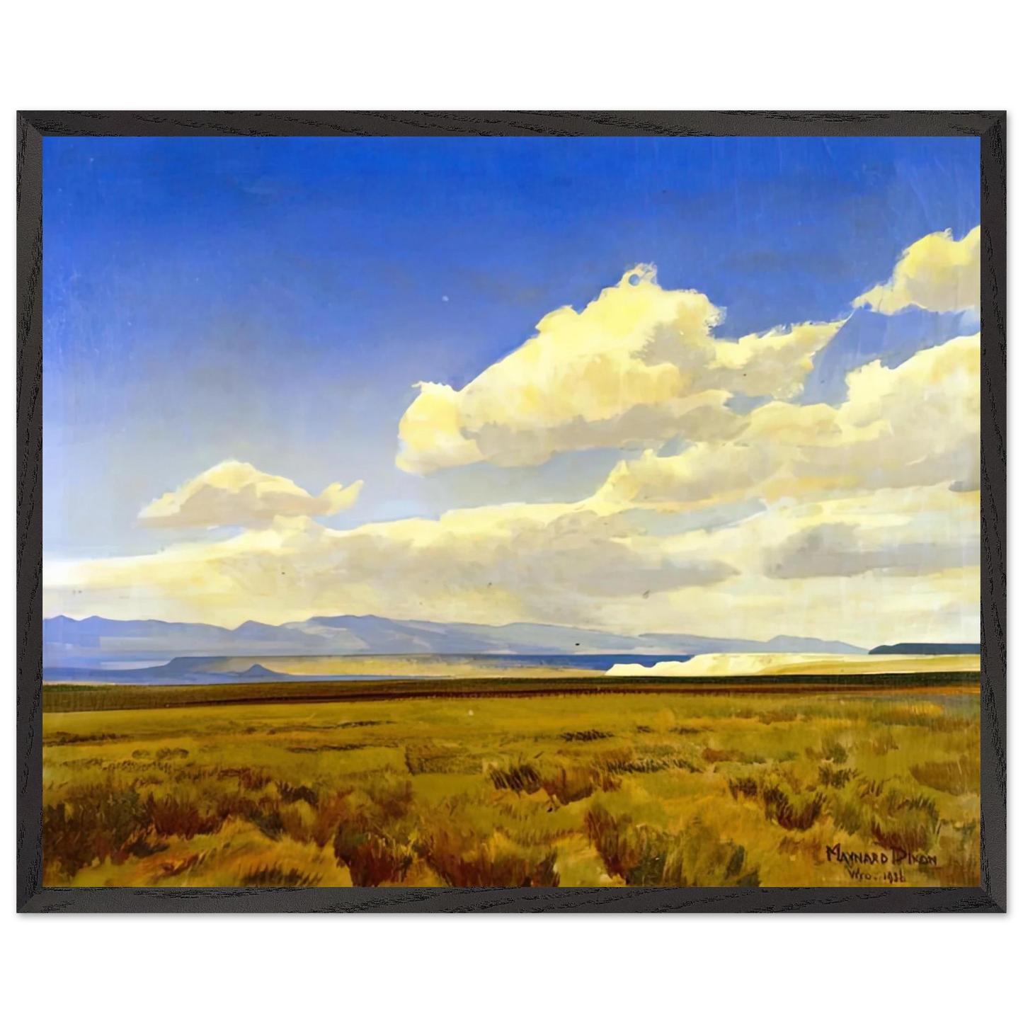 Maynard Dixon - WIND OF WYOMING 1936 Wall art - 40x50 cm / 16x20 inches - Premium Wooden Framed Poster With Fine Art Paper-canvas - White frame