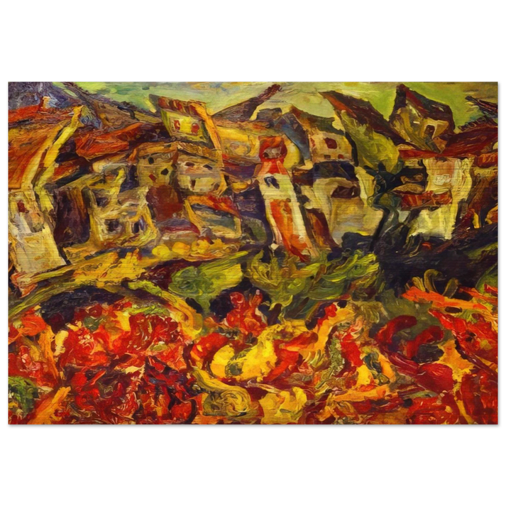 HOUSES WITH POINTED ROOFS - Chaim Soutine Brushed Aluminum Print - 70x100 cm / 28x40 inches | Chaim Soutine Aluminum Print | Chaim Soutine Prints