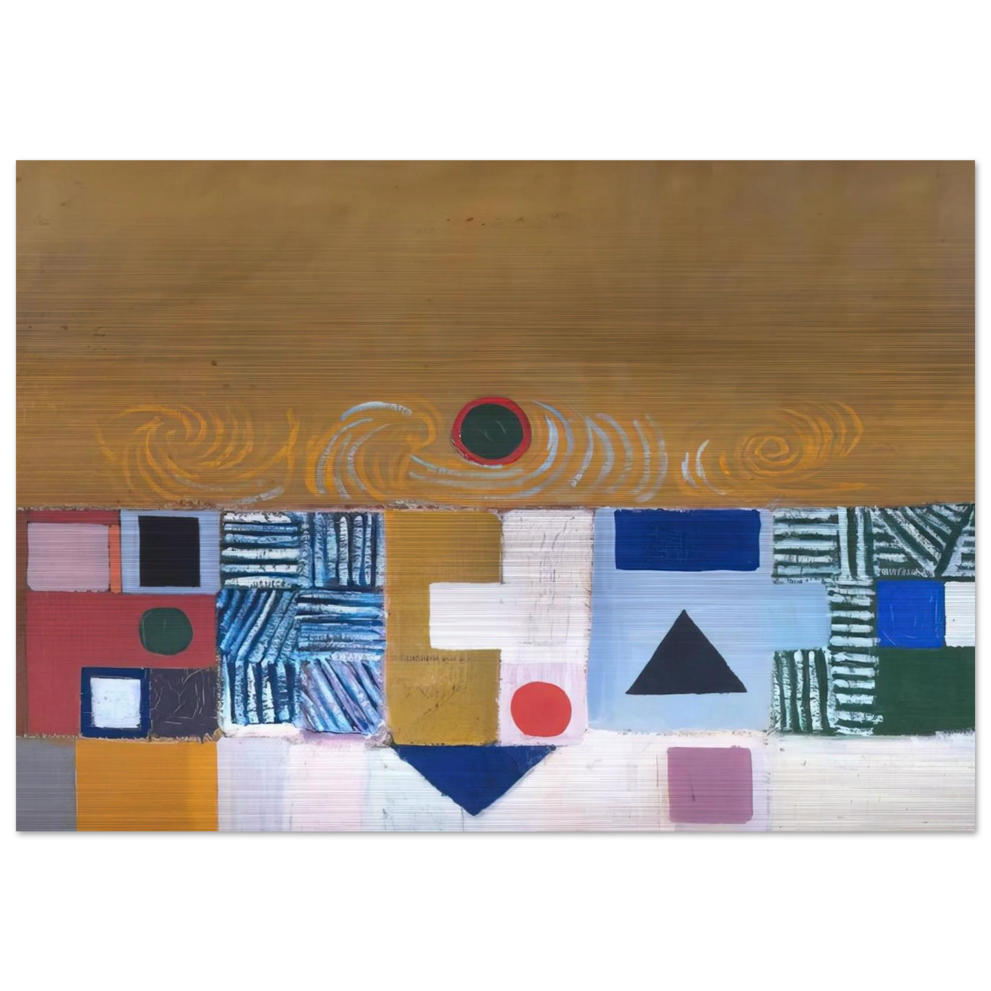 SQUARE MOTIF BLUE AND GOLD THE ECLIPSE 1950 - Victor Pasmore Brushed Aluminum Print - 70x100 cm / 28x40 inches | Victor Pasmore Aluminum Print | Victor Pasmore Prints